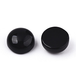 Black Onyx Natural Black Onyx Cabochons, Half Round/Dome, 8x3~4mm