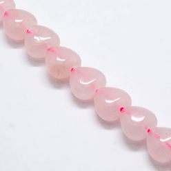 Rose Quartz Heart Natural Rose Quartz Beads Strands, 10x10x5~7mm, Hole: 1mm, about 40~42pcs/strand, 15.75 inch