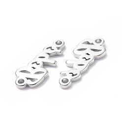 Platinum Eco-Friendly Rack Plating Brass Connector Charms, Long-Lasting Plated, Lead Free & Cadmium Free, Word, Platinum, 6x15x1.5mm, Hole: 1.2mm