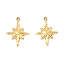 Real 18K Gold Plated 304 Stainless Steel Pendants, Star Charm, Real 18K Gold Plated, 15x11.5x1.8mm, Hole: 1mm