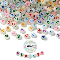 Mixed Color DIY Luminous Acrylic Letter Beaded Stretch Bracelet Making Kit, Mixed Color, 7x3.5~4mm, Hole: 1.2mm