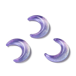Medium Purple K9 Glass Cabochons, with Glitter Powder, Moon, Medium Purple, 11x9x2.5mm