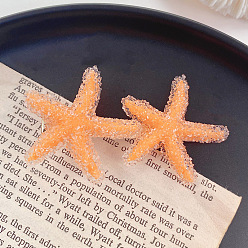 2# orange Crystal Starfish Hair Clip Candy Color Hairpin for Beach Vacation Hair Accessories.