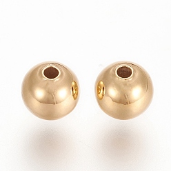 Real 18K Gold Plated Brass Spacer Beads, Round, Nickel Free, Real 18K Gold Plated, 6mm, Hole: 1.4mm, about 5pcs/g