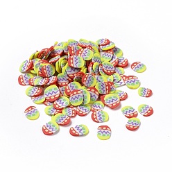 Colorful Handmade Polymer Clay Cabochons, Egg, Colorful, 5.5~7x4.5~5x0.5mm, about 200000pcs/1000g