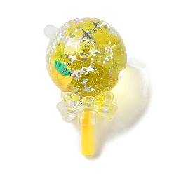 Yellow Acrylic Pendants, with Plastic, Lollipop, Yellow, 64x38mm, Hole: 2mm