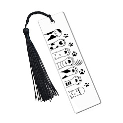 Clear Cat Paw Print Pattern Transparent Acrylic Bookmarks, Tassel Bookmarks, Rectangle, Clear, 130x27x2mm