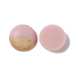 Pink Two Tone Wood Grain Frosted Imitation Leather Style Resin Cabochons, Flat Round, Pink, 18x5mm