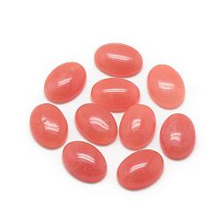 Coral Natural White Jade Cabochons, Dyed, Oval, Coral, 18x13x5mm