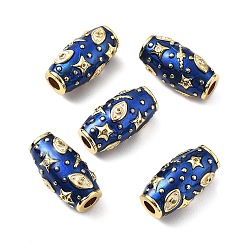 Синий Бусины из микрофибры из рисовой латуни с кубическим цирконием, с эмалью, стойки покрытие, без кадмия и без свинца, долговечный, реальный 18 k позолоченный, синие, 20x10.5 мм, отверстие : 3.5 мм