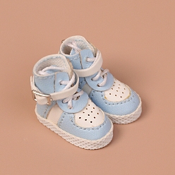 Light Sky Blue Imitation Leather Doll Sneakers, for BJD Girl Doll Accessories, Light Sky Blue, 25x11mm