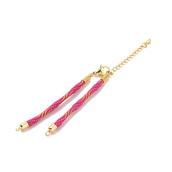 Camellia Nylon Cord Bracelets, for Connector Charm Bracelet Making, with Rack Plating Golden Lobster Claw Clasps & Chain Extenders, Long-Lasting Plated, Cadmium Free & Lead Free, Camellia, 5-3/4~6x1/8x1/8 inch(14.7~15.2x0.3cm)