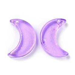 Medium Purple Transparent Baking Paint Glass Beads, Moon, Top Drilled, Medium Purple, 15.5x13x3.5mm, Hole: 1.2mm