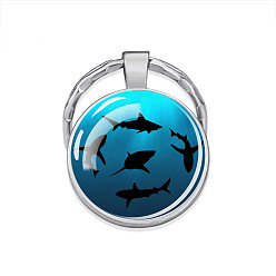 Dolphin Стеклянный полукруглый/куполообразный брелок с подвеской в виде морских животных, с металлическая фурнитурой, аксессуары для подвески автомобильной сумки, дельфин, 5.5x2.5 см