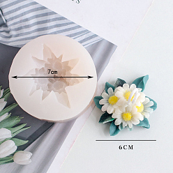 White Flower Shape DIY Candle Silicone Molds, Resin Casting Molds, For Scented Candle Making, White, 7cm