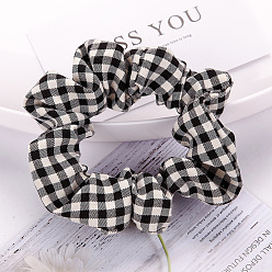 Houndstooth Милые клетчатые резинки для волос с бантом для девочек, эластичные ленты для волос в школьном стиле