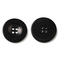 Black Resin Buttons, Dyed, Flat Round, Black, 11x2mm