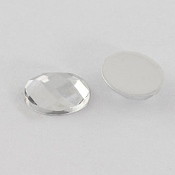 Clear Acrylic Rhinestone Cabochons, Flat Back & Back Plated, Faceted, Oval, Clear, 10x8x4mm, about 2000pcs/bag