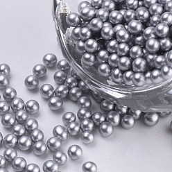Silver Glass Seed Beads, Baking Varnish, Opaque Colours, For Nail Art Decoration, No Hole/Undrilled, Round, Silver, 2~2.5mm, about 450g/bag