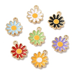 Mixed Color Eco-friendly Alloy Enamel Charms, Flower Charm, Mixed Color, 14x12x2mm, Hole: 1.2mm