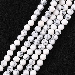Howlite Synthetic Howlite Beads Strands, Round, 4mm, Hole: 0.8mm, about 90pcs/strand, 15.7 inch