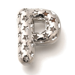 Letter P Полые медные подвески, стойки покрытие, долговечный, без кадмия и без свинца, письмо амулеты, Письмо P, 22.5x17x8.5 мм, отверстие : 4.7x3 мм