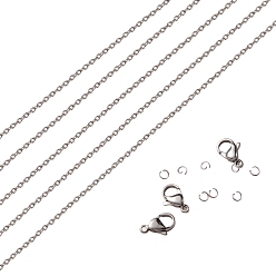 Stainless Steel Color DIY 304 Stainless Steel Cable Chains Necklace Making Kits, Including 2m Chains, Lobster Claw Clasps & Jump Rings, Stainless Steel Color, 2x1.8x0.3mm.  2m