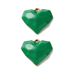 Морско-зеленый 304 нержавеющей стальной эмали подвески, шарма сердца, ионное покрытие (ip), золотые, цвета морской волны, 17.5x19x5 мм, отверстие : 1.5x1 мм