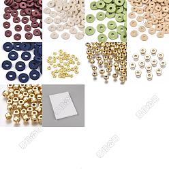 (52) Непрозрачная лаванда Наборы для находки бисера своими руками, в том числе бусины из полимерной глины ручной работы, CCB пластиковые шарики, разноцветные, 4~6x1~4 мм, отверстие : 1.2~2 мм, 3450 шт / комплект