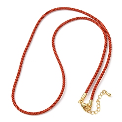 Оранжево-Красный 2мм круглый нейлоновый миланский шнур для изготовления ожерелья, с латунными выводами и 303 застежками из лобстера из нержавеющей стали, реальный 18 k позолоченный, оранжево-красный, 18.50~18.70 дюйм (47~47.5 см)