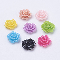 Mixed Color Opaque Resin Cabochons, Flower, Mixed Color, 10x4mm