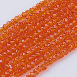 Orange Glass Beads Strands, Faceted, Rondelle, Orange, 3x2~2.5mm, Hole: 0.5mm, about 160~165pcs/strand, 15~16inch