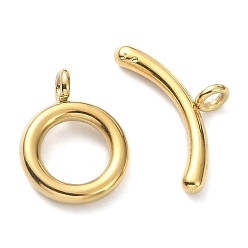 Golden Ion Plating(IP) 304 Stainless Steel Toggle Clasps, with Open Jump Rings, Round Ring, Golden, Bar: 18.5x9x4mm, Hole: 2mm, O-shape: 15x11.5x4mm, Hole: 2mm