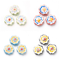 (52) Непрозрачная лаванда Ручной работы фарфора цветок бисер пряди, разноцветные, 16x16x6 мм, отверстие : 2 мм, около 20 шт / нитка, 12.99 дюйм (33 см)