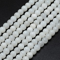 White Moonstone Natural White Moonstone Beads Strands, Round, 4mm, Hole: 0.8mm, about 100pcs/strand, 15.75 inch(40cm)