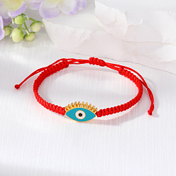 Lake blue eyelashes eyes. Retro Eyelash Eye Bracelet with Devil Pendant, Handmade Adjustable Woven Jewelry