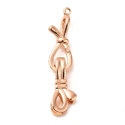 Rose Gold Rack Plating Brass Knot Fold Over Clasps, Lead Free & Cadmium Free, Long-Lasting Plated, Rose Gold, Knot: 21.5x10.5x5.5mm, Hole: 1.2mm, Clasps: 18x8x5.5mm, Hole: 5.5x3mm