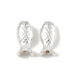 Посеребрённый Латунные бусины, рыба, 925 серебро покрытием, 9.5x4.5x3 мм, отверстие : 1 мм