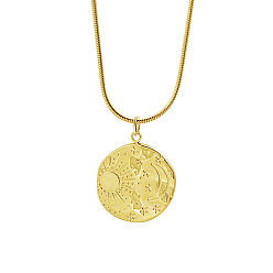 Real 18K Gold Plated Moon & Sun Stainless Steel Pendant Necklaces, with Snake Chains, Real 18K Gold Plated, 17.72 inch(45cm)