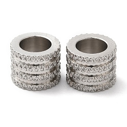 Stainless Steel Color 202 Stainless Steel European Beads, Large Hole Beads, Column, Stainless Steel Color, 10x8mm, Hole: 6.5mm