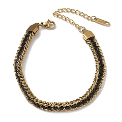 Noir 304 Bracelets de tennis en acier inoxydable ornés de strass et de chaînes torsadées, placage ionique (ip), or, noir, 6.73 pouce (17.1 cm)