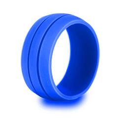 blue Fashionable Silicone Ring for Couples - Punk Style, Sporty, 8.5mm Width