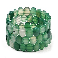 Natural Agate Dyed & Heated Natural Agate Oval Beaded Stretch Bracelet, Gemstone Jewelry for Women, Inner Diameter: 2-1/8 inch(5.4~5.5cm)
