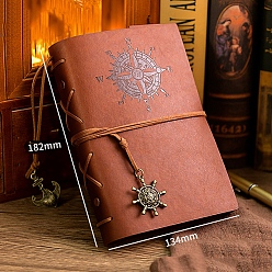 Brown PU Imitation Leather Notebooks, Travel Journals, Witchcraft Supplies, Brown, 182x134mm