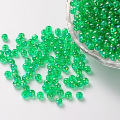 Lime Green Eco-Friendly Transparent Acrylic Beads, Round, AB Color, Lime Green, 8mm, Hole: 1.5mm, about 2000pcs/500g