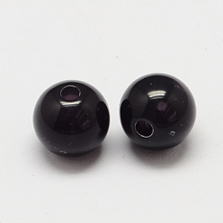 Black Imitation Jade Acrylic Beads, Round, Black, 20mm, Hole: 2mm, about 108pcs/500g