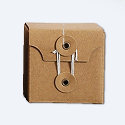 Tan Paper Box, with Coiling Cotton Rope, Square, Tan, Box Size: 7x7x7cm