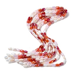 (123L) Белый крем непрозрачный блеск Стеклянные бусины с гальваническим покрытием , граненые, прямоугольные, огнеупорный кирпич, 7x4.5x3.5 мм, отверстие : 1 мм, около 30 шт / нитка, 8.35'' (21.2 см)