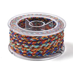 Разноцветный Оплетенный нейлоновый шнур, для изготовления ювелирных изделий, круглые, красочный, 3.8~5 мм, около 2.19 ярдов(2м)~3.28 ярдов(3м)/рулон