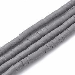 Серый Бусины из полимерной глины , Диск / плоские круглые, Heishi бусы, серые, 8x0.5~1 мм, отверстие : 2 мм, около 380~400 шт / нитка, 17.7 дюйм